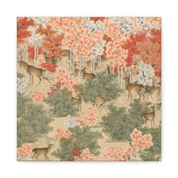 Deers in Maple Forest - Canvas Print