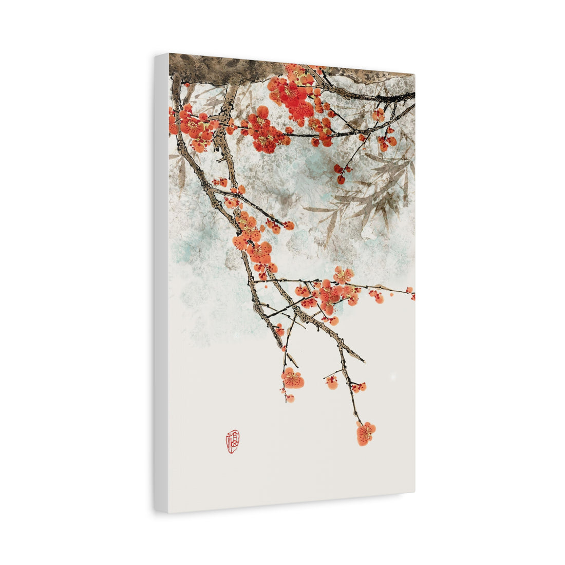 Red Plum Blossoms - Canvas Print
