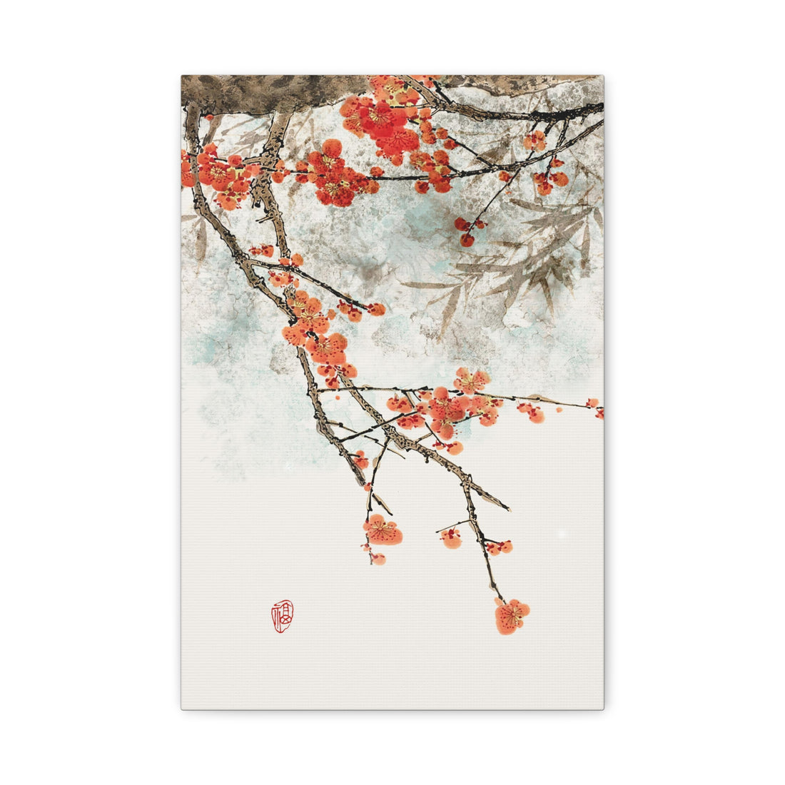 Red Plum Blossoms - Canvas Print