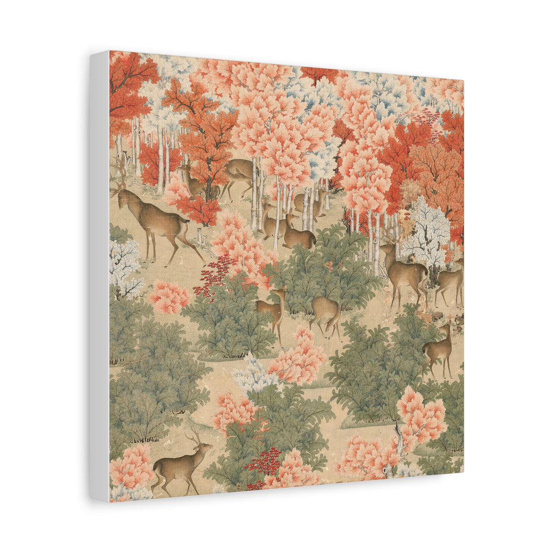 Deers in Maple Forest - Canvas Print
