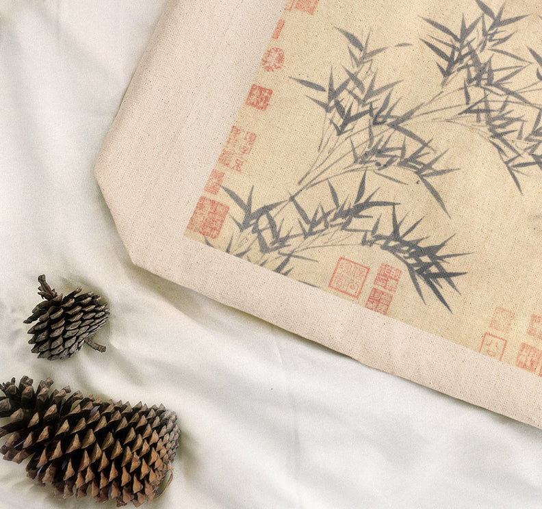 Ink Painting of Bamboo - Cotton Canvas Tote Bag