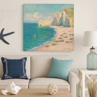 Étretat - The Beach and the Falaise d'Amont - Canvas Print