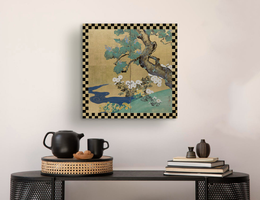 Paulownias and Chrysanthemums - Sakai Hōitsu - Canvas Print