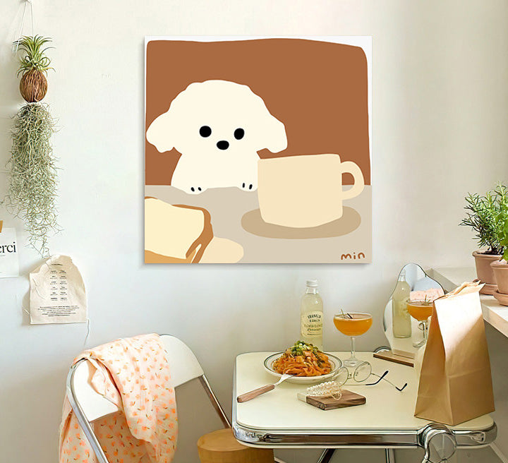 Puppy Loves Milk - Canvas Print