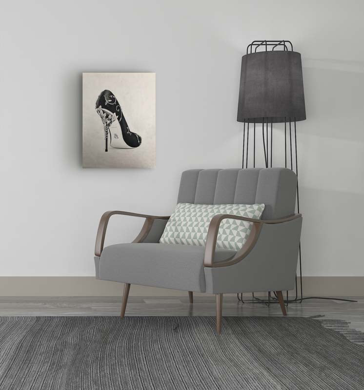 Pencil drawing wall decor high heel