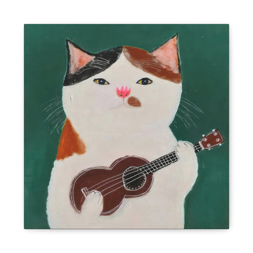 Cat Playing Ukulele - Canvas Print