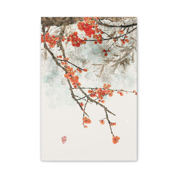 Red Plum Blossoms - Canvas Print