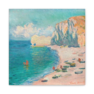 Étretat - The Beach and the Falaise d'Amont - Canvas Print