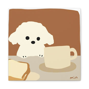 Puppy Loves Milk - Canvas Print