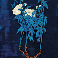 Potted Flowers in a Blue and White Jardiniere - by Sanyu