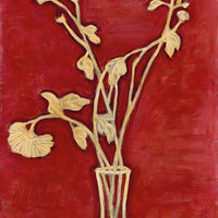 Vase of Chrysanthemums on a Yellow Table - by Sanyu