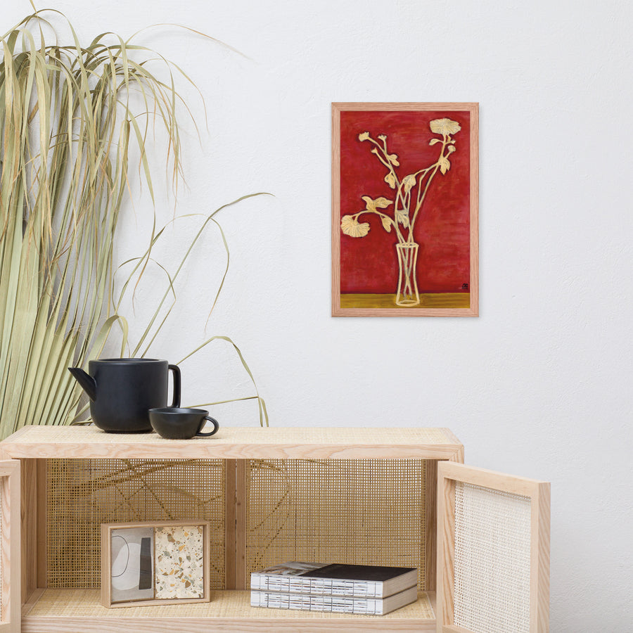 Vase of Chrysanthemums on a Yellow Table - by Sanyu