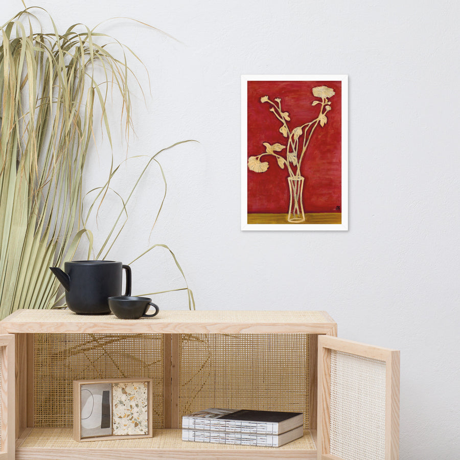 Vase of Chrysanthemums on a Yellow Table - by Sanyu